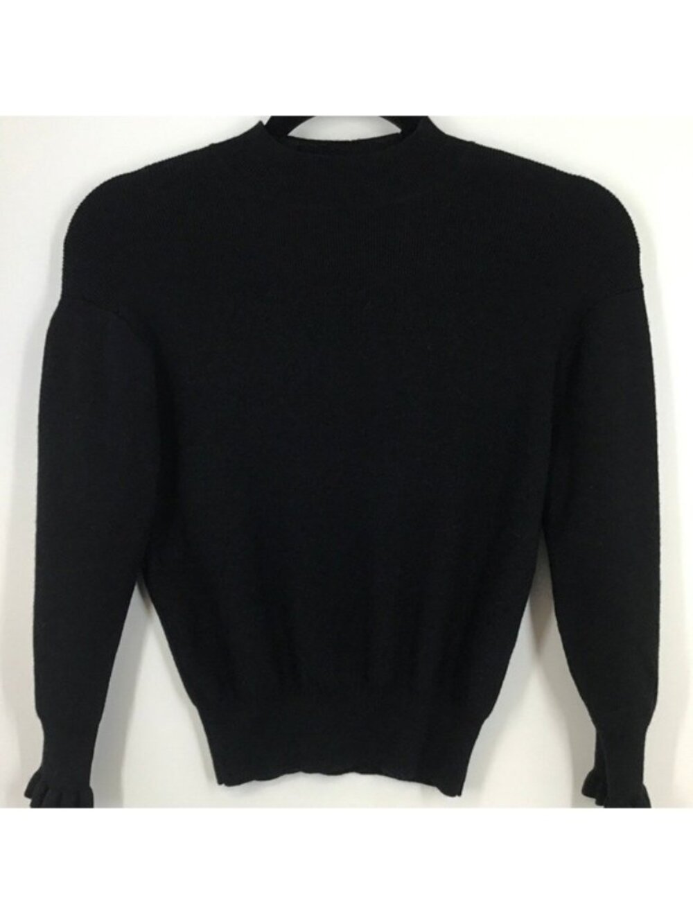 Madewell Black Merino Wool Blend Mock Neck Rib Knit Sweater XS Minimalist